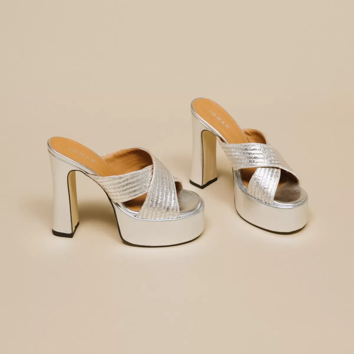 Cross-Strap Mules With Platforms^Jonak Online