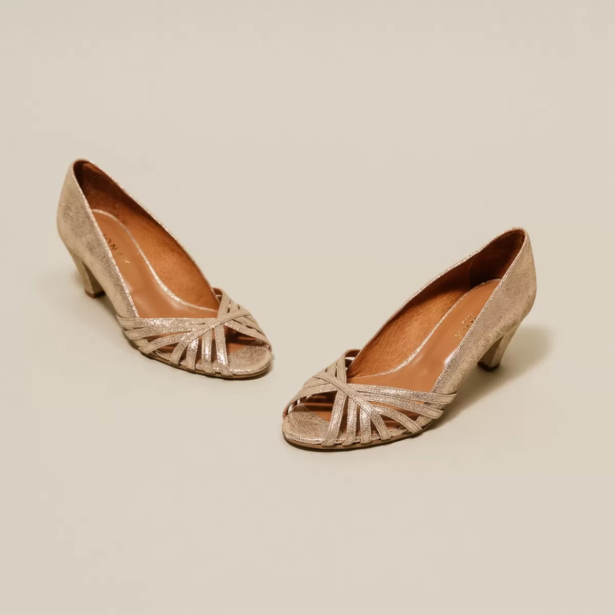 Open Toe Pumps With Thick Heels^Jonak Shop