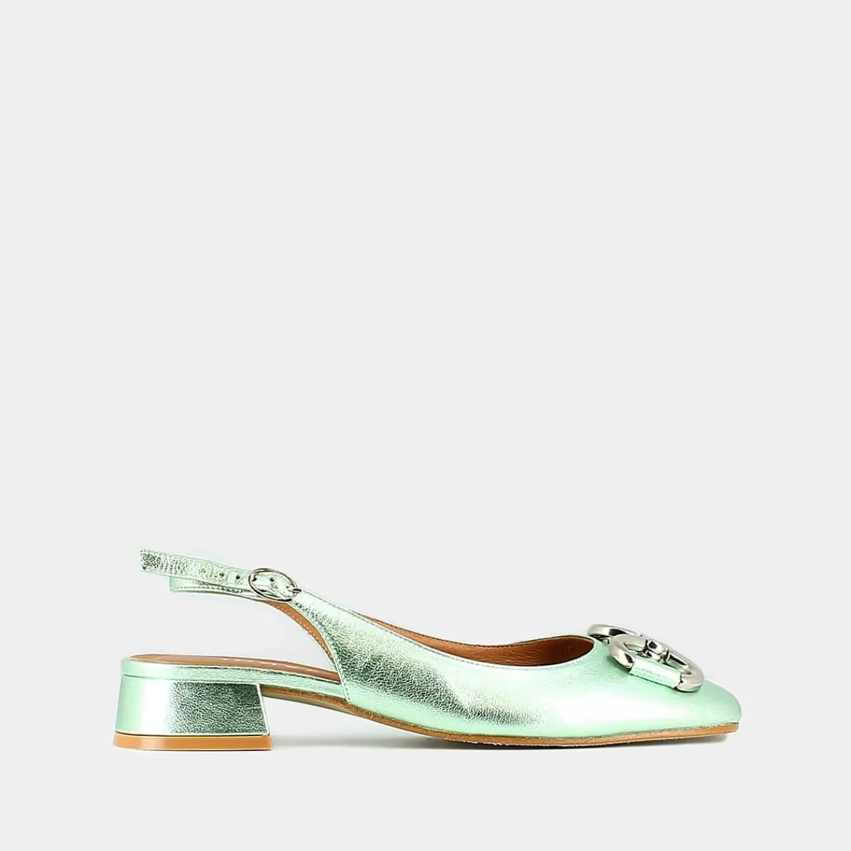 Square-Toe Slingback Ballerinas With Silver Details^jonak Best Sale